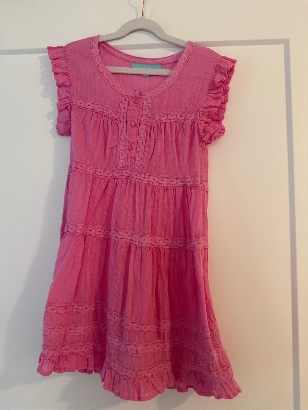 Melissa Odabash Pink Tiered Ruffle Sleeve Dress- barely!